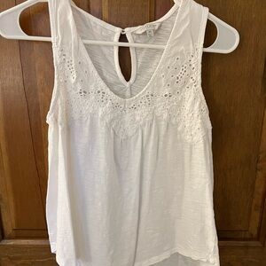 Lucky Brand White Eyelet Sleeveless Blouse